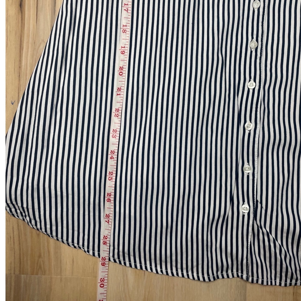 Abercrombie & Fitch Navy White Striped Button Front Mini Dress Medium Crisscross - Picture 8 of 10